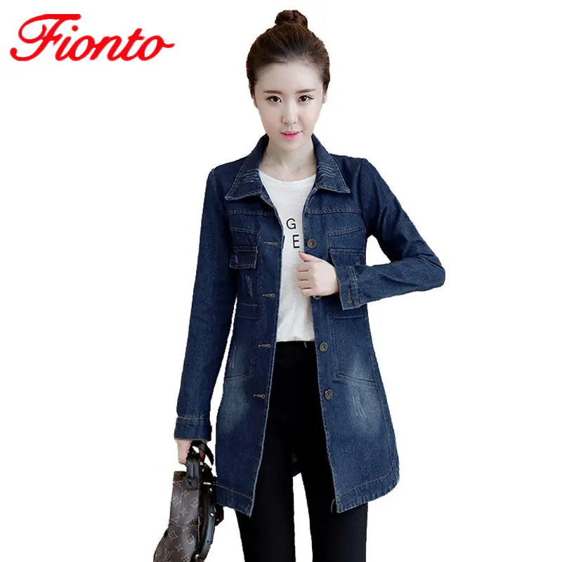 2017 New Arrival Women Spring Autumn Jacket Vintage Denim Jeans Coat Slim Single-breasted Casual Female Overcoat A1075 | Женская одежда
