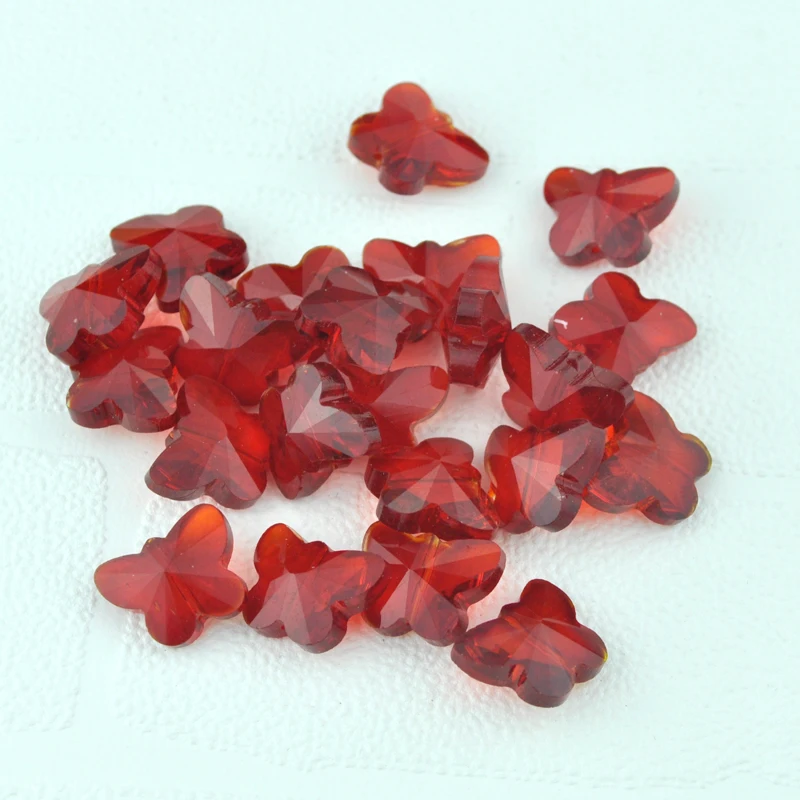 Free Shipping 20Pcs 12x14mm Dark Red Butterfly Crystal Beads Cute Glass Charms For Jewelry Making Bracelet Craft DIY | Украшения и