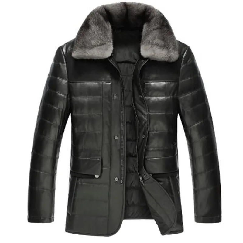

Jacket Men Sheepskin Fur White Duck Down Coat Parka Winter Coat Men 2018 Mink Fur Collor Down Plus Size