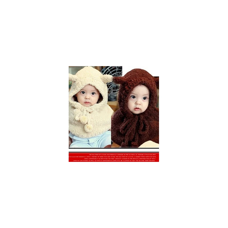 Newborn Toddler Infant Kids Baby Boy Girl Fleece Winter Warm Hat Cap Coif Hood Scarf Set Photography Accessories | Детская одежда и