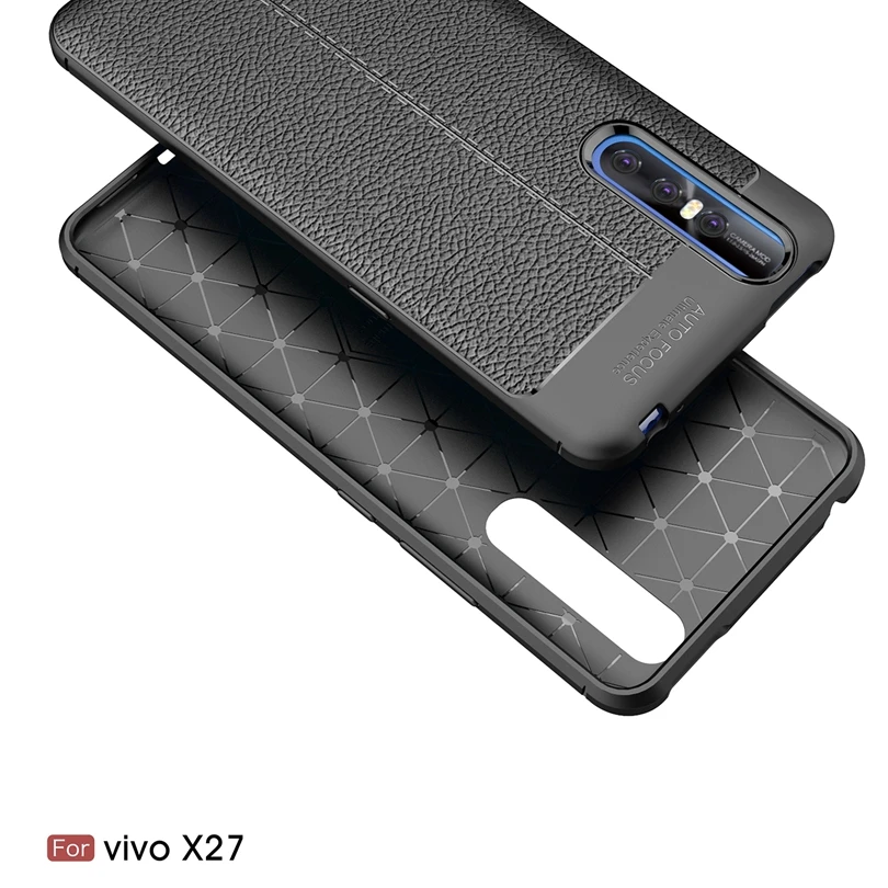 For Vivo X27 Phone Back Protective Smartphone Soft Litchi Striae Shockproof Cases Case Cover | Мобильные телефоны и