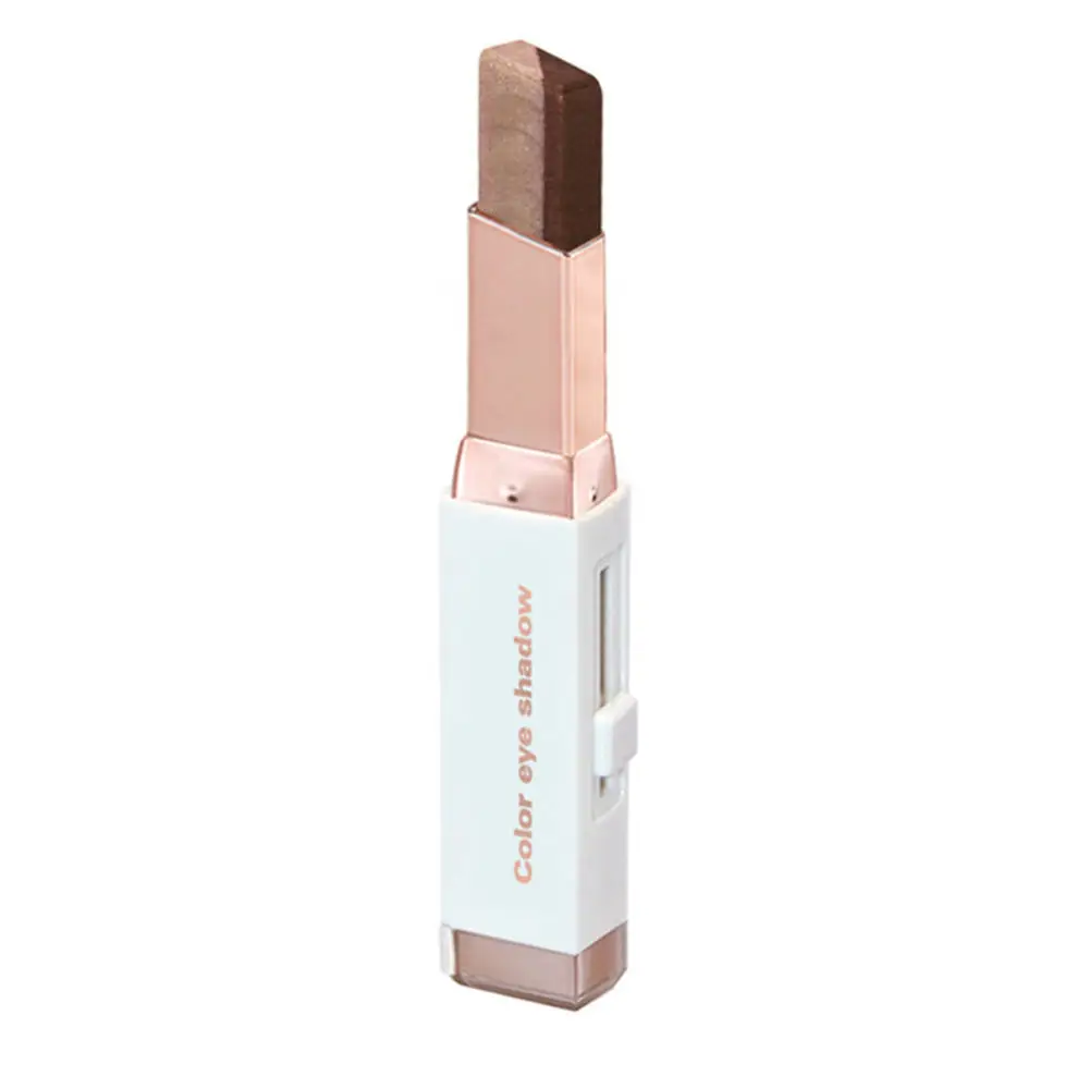 Темный хаки Korean Cosmetics Two Tone Eyeshadow Bar Makeup Eyeshadow Stick Eye Shadow Pencil Pen Beauty Tool - Цвет: Темный хаки