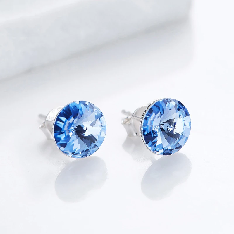 S925 простые круглые оригинальные кристаллы от Swarovski элементы серьги-гвоздики 2018