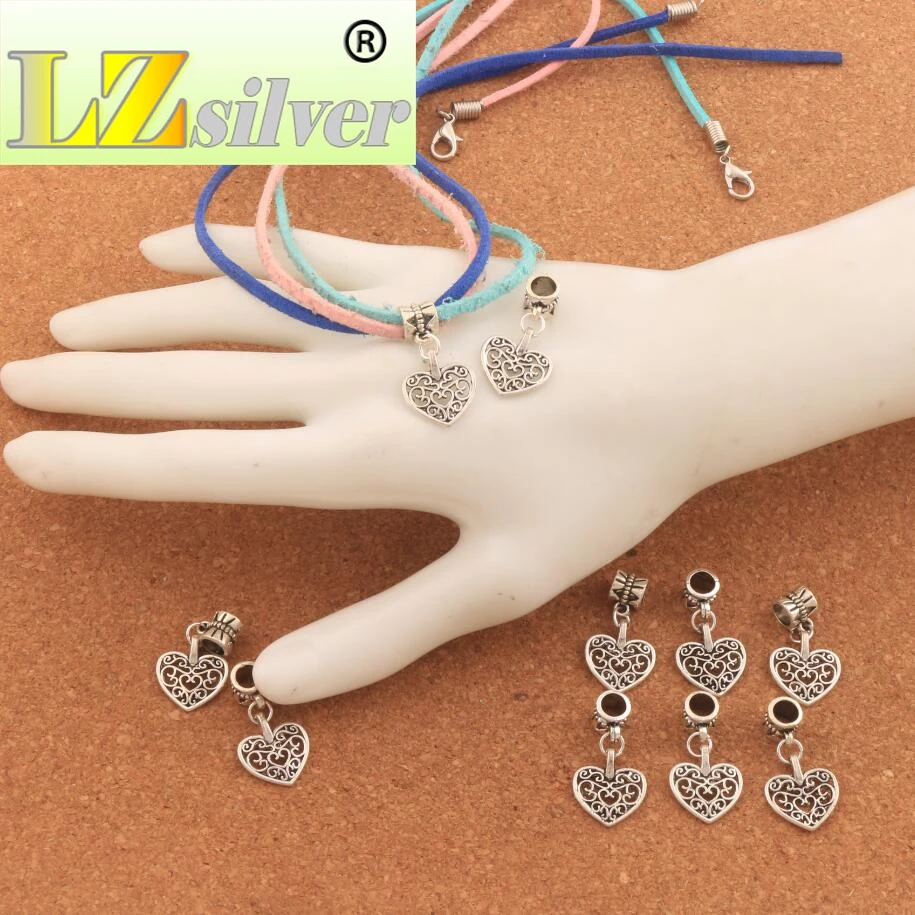 

Filigree Heart Big Hole Beads 27x14.5MM 100PCS zinc alloy Dangle Fit European Bracelets Jewelry DIY B1660