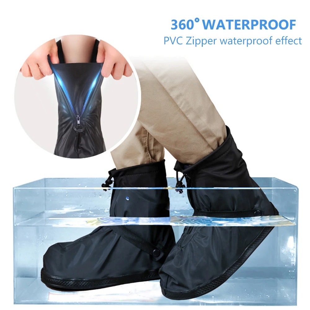 Demine Waterproof Shoes Cover Outdoor Sport Non-slip Reusable Rain Shoes with Internal Water Resistant Layer Ankle Boots Covers