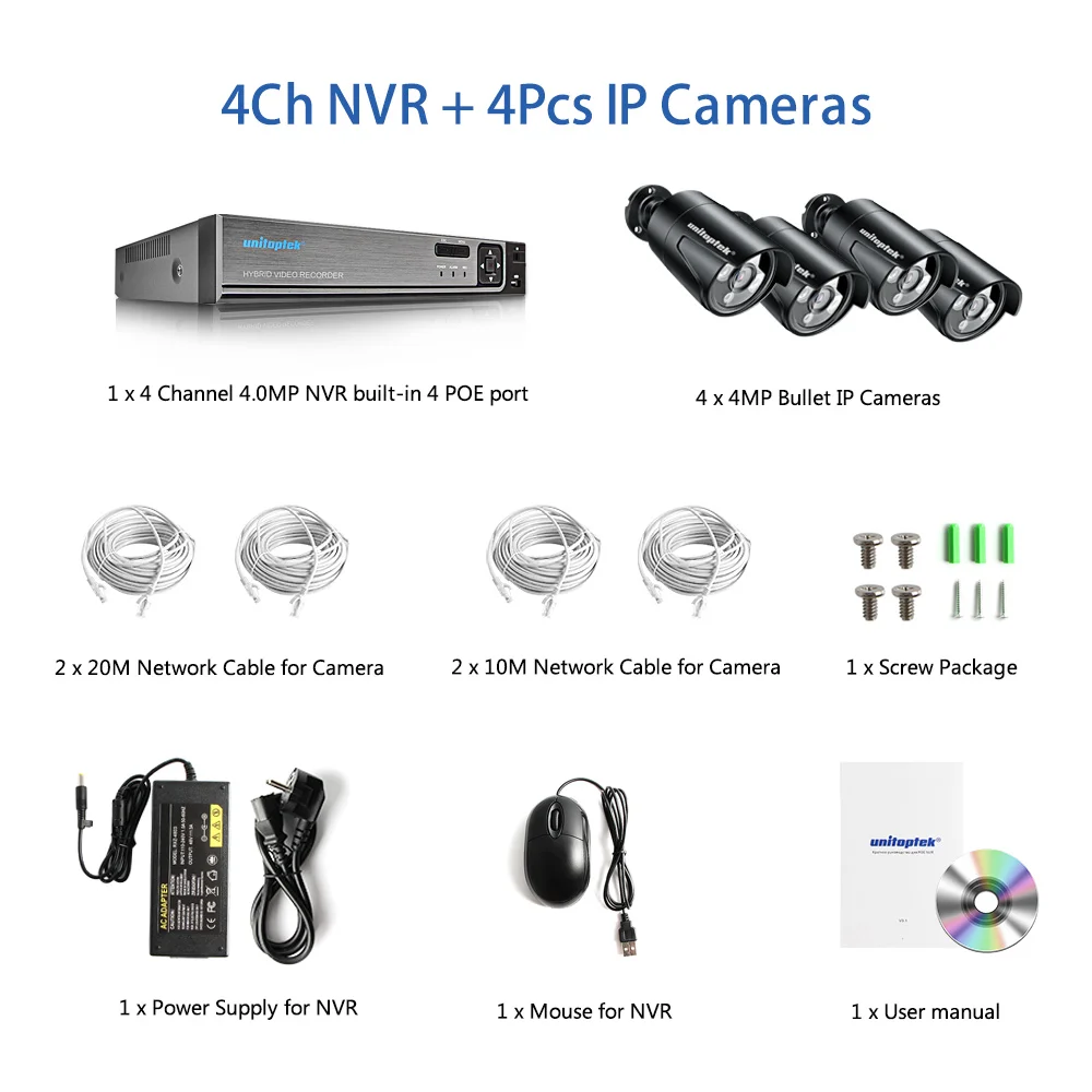 HD 4MP камера видеонаблюдения системы безопасности 4CH 8CH POE NVR с IP набор камер наблюдения водонепроницаемый IP66 H.265 система видеонаблюдения XMEye - Цвет: 4Ch IP Camera System