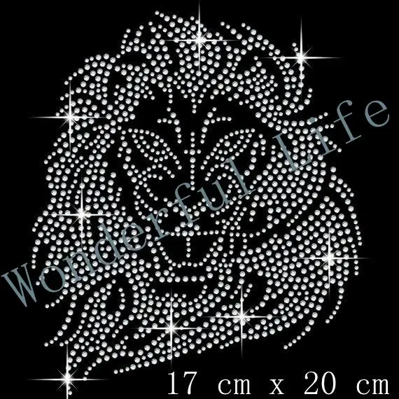 Бесплатная доставка hot fix узор из страз с помощью утюга Львиная голова орнамент