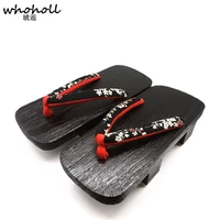 whoholl summer sandals women traditional japanese geta wooden slippers cosplay kimono clogs shoes flip flops female two teeth