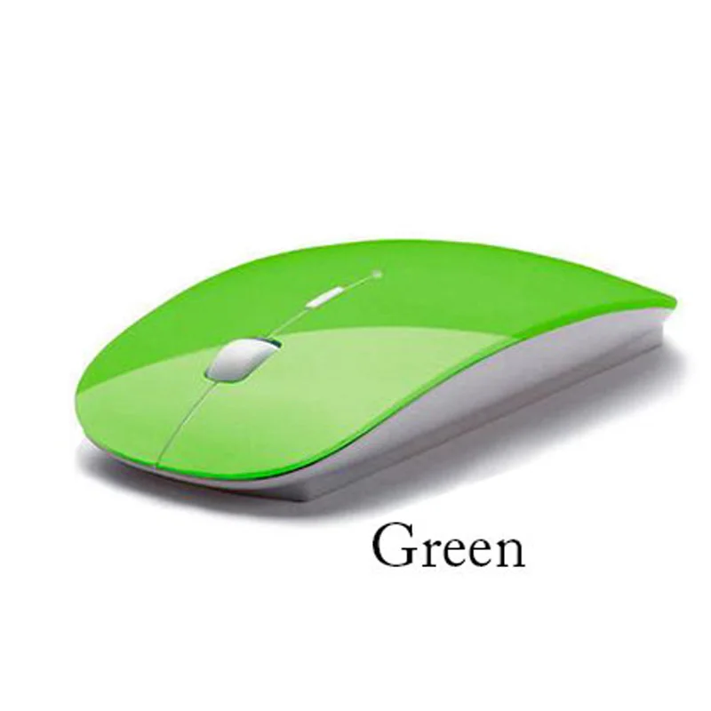 Green Компьютерная мышь для ноутбука, ультратонкая оптическая беспроводная мышь 2,4G, USB приемник, беспроводная воздушная мышь - Цвет: Green