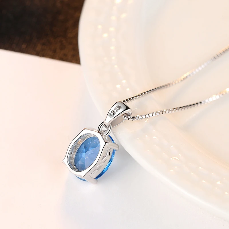 High Quality Classic 925 Sterling Silver Blue Crystal Zircon Necklaces &amp Pendants S925 Fine Jewelry | Украшения и аксессуары