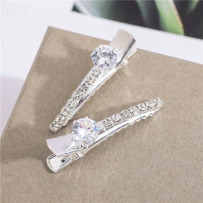 2 шт. модные ободки для волос в форме сердца с большим цирконом для женщин Полные бриллианты Маленькие заколки Аксессуары для волос Эми Леди.