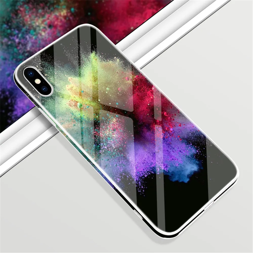 Роскошный чехол из закаленного стекла для Apple iPhone 6 6s 7 8 Plus цветной противоударный