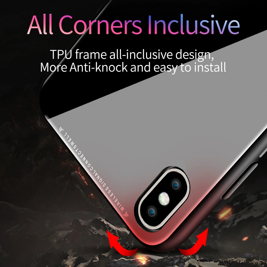 Tcicpc для iPhone 10 чехол X Case силиконовая рамка + зеркало из закаленного стекла задняя
