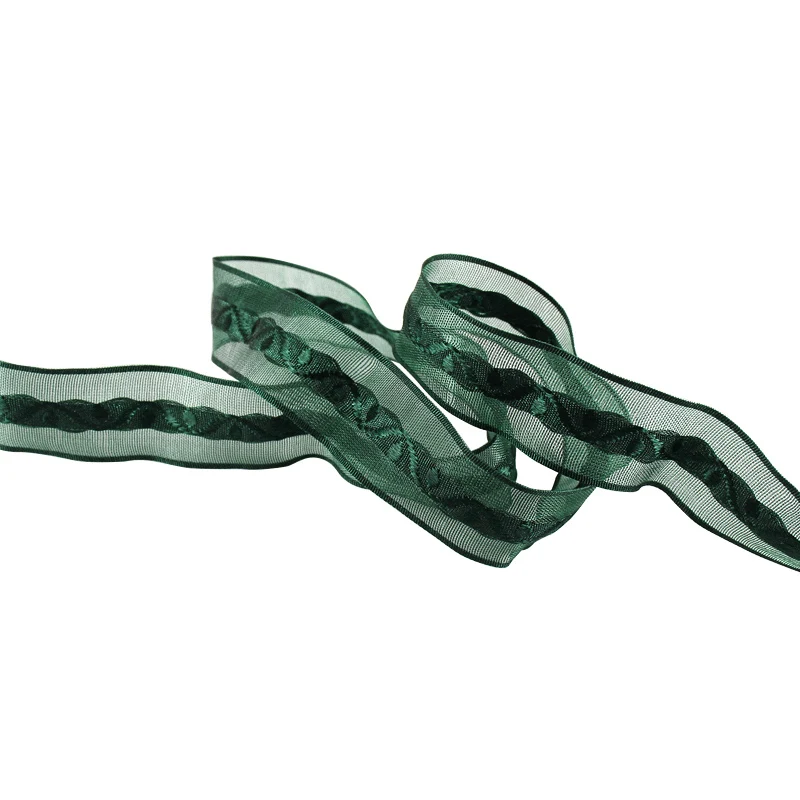 Dark green 5y Lucia crafts 20 мм однотонные вышитые ленты из органзы DIY для обертывания волос Лук отделка Швейные материалы 5 ярдов/партия P0302 - Цвет: Dark green 5y