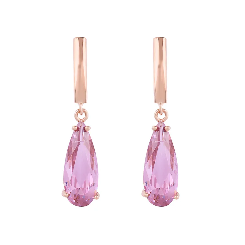 

Bilincolor fashion brand new rose gold pink and white cubic zirconia earring set for women two pairs a lot
