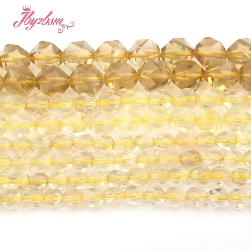 

6,8,10,12,14mm Faceted Lemon Crystal Quartzs Bead Natural Stone Beads For DIY Necklace Bracelat Jewelry Making 15" Free Shipping