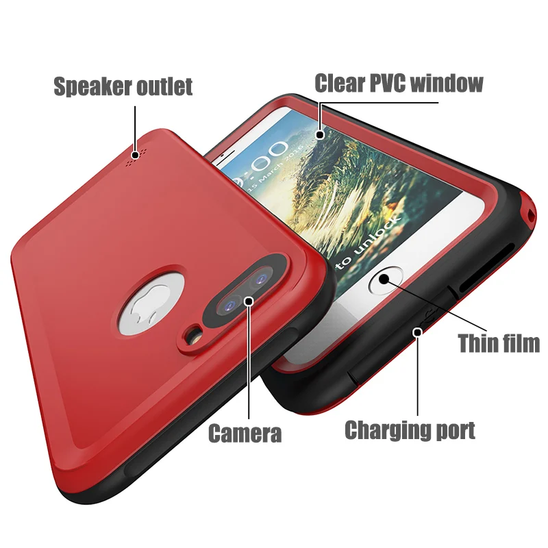 BFOLLOW IP67 Водонепроницаемый чехол для iPhone 6 6S Plus/7 8 Plus/X Жесткий с кнопкой 360 Полный