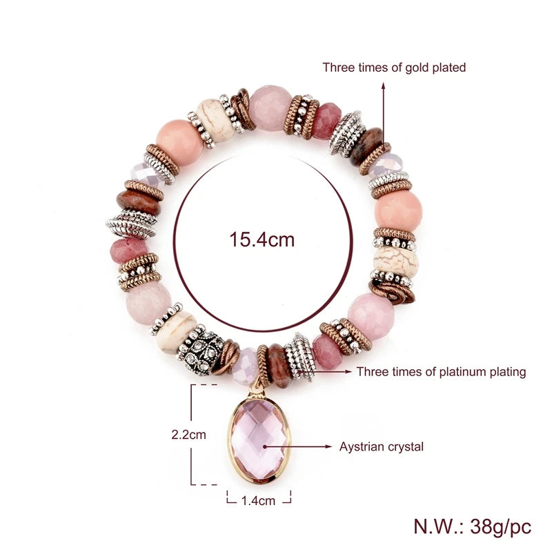 

CHICVIE Pink Boho Handmade Bracelets & Bangles Charms For Women Luxury Brand Bracelet Stainless Steel Jewelry Bracelet SBR180083