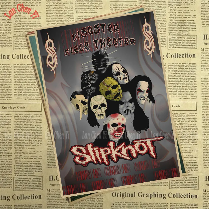 Slipknot Группа Музыка крафт-бумага плакат Винтаж Высокое качество печати рисунок ядро декоративная живопись - Цвет: Черный