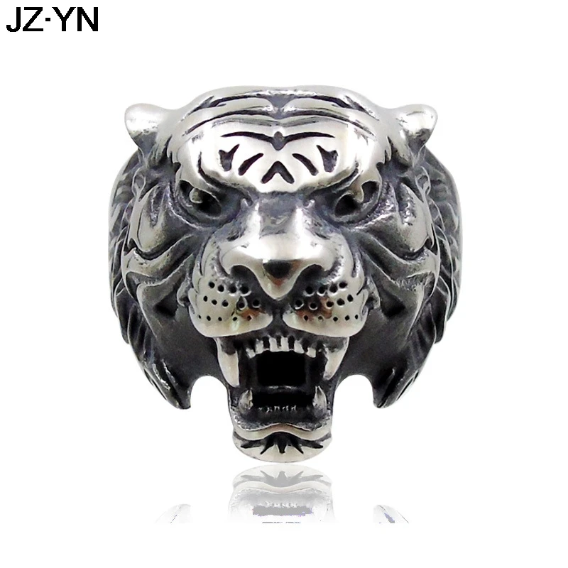 JZYN Tiger Desgin мужское кольцо в винтажном стиле модное с головой тигра панк