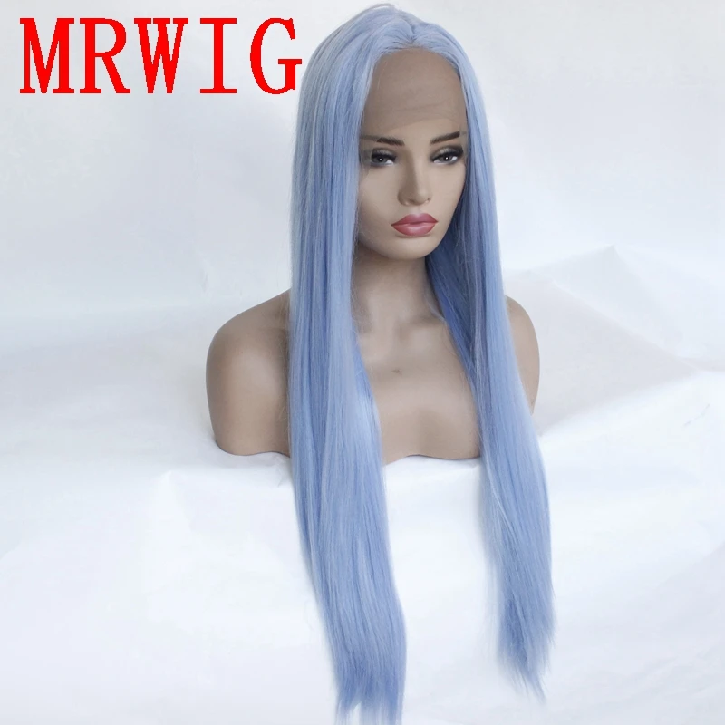 MRWIG 26in 150% плотность светло голубой цвет Синтетический Длинные прямые