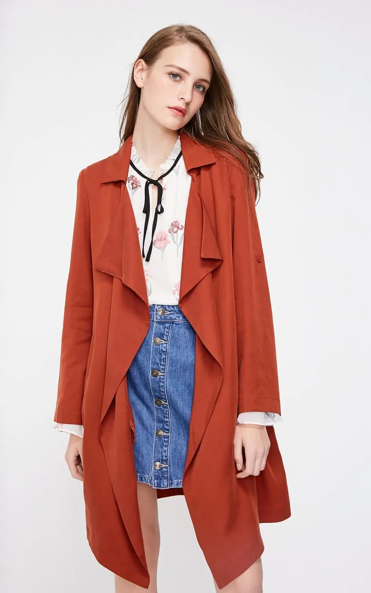 Vero Moda Женские OL стиль лацкан драпировки удлиненная ветровка | 318321513