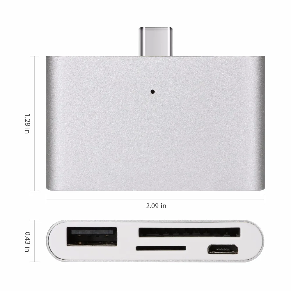 JZYuan 4 в 1 USB C концентратор с 2 слотами Type TF SD карта Usb 3 0 OTG кардридер для MacBook Pro