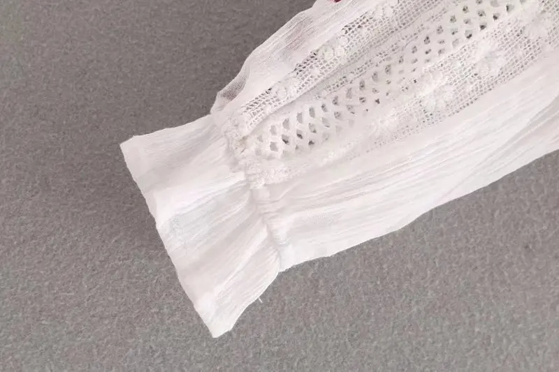 2018 Женская Милая Кружевная вязанная крючком Лоскутная Вышивка vestidos блуза с v