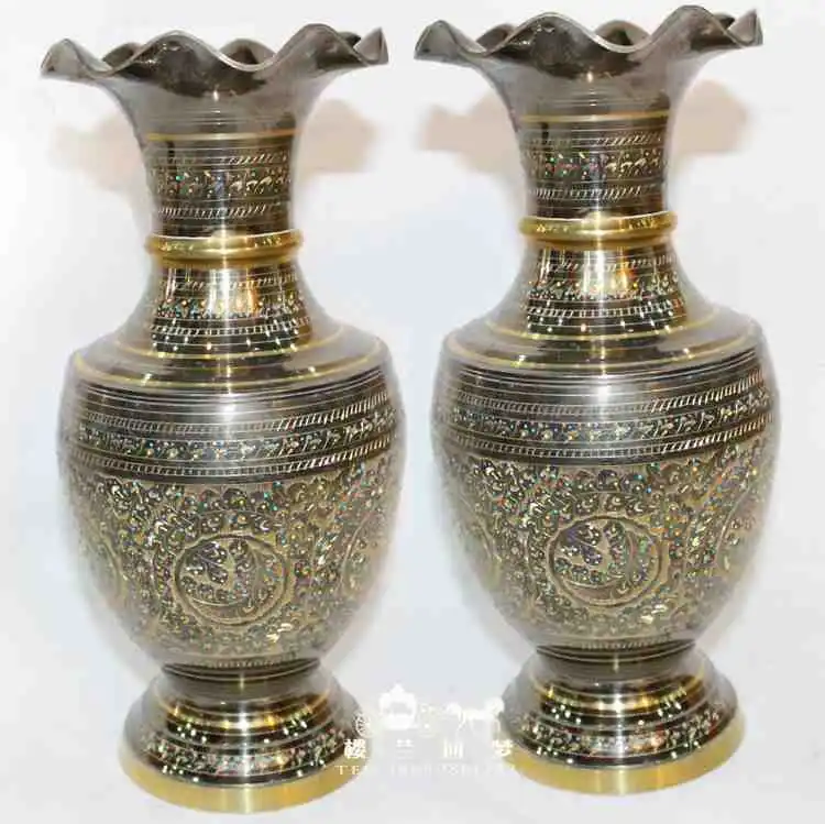 

29CM Height 2pcs Daosuan tank Bronze pakistan vase copper vase crafts tools wedding Decoration Brass