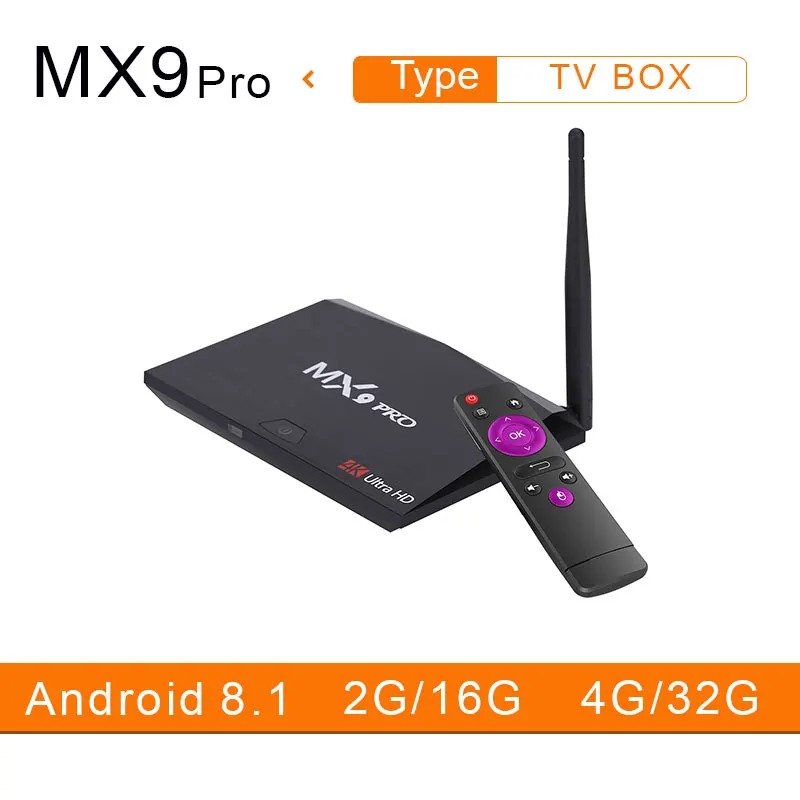 MX9Pro Android 8 1 tv box RK3328 4 ядра WiFi USB 3 0 Media Player H.265 HD Smart Set top PK X92 H96 MAX | Электроника