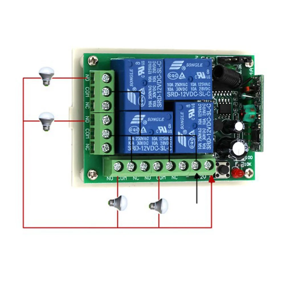 DC12V 24V 4CH RF беспроводной пульт дистанционного управления реле системы безопасности Гаражные двери, ворота электрические двери Водонепроницаемый передатчик