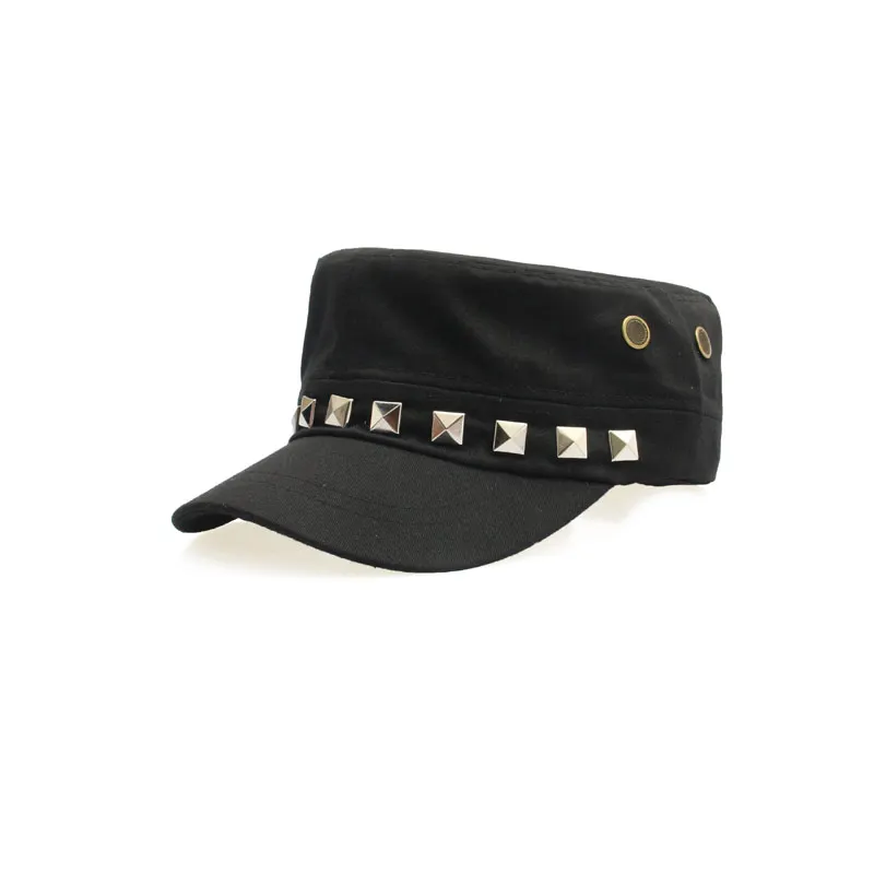 Однотонная Регулируемая плоская армейская Кепка Мужская бейсболка с заклепками