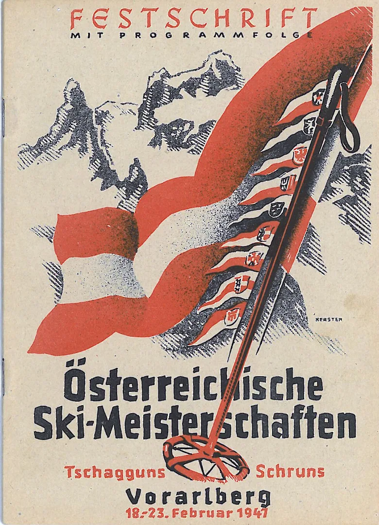 Винтаж 1930s Австрия путешествия туризма Плакаты Ober на лыжах. Kitzbuhel классические