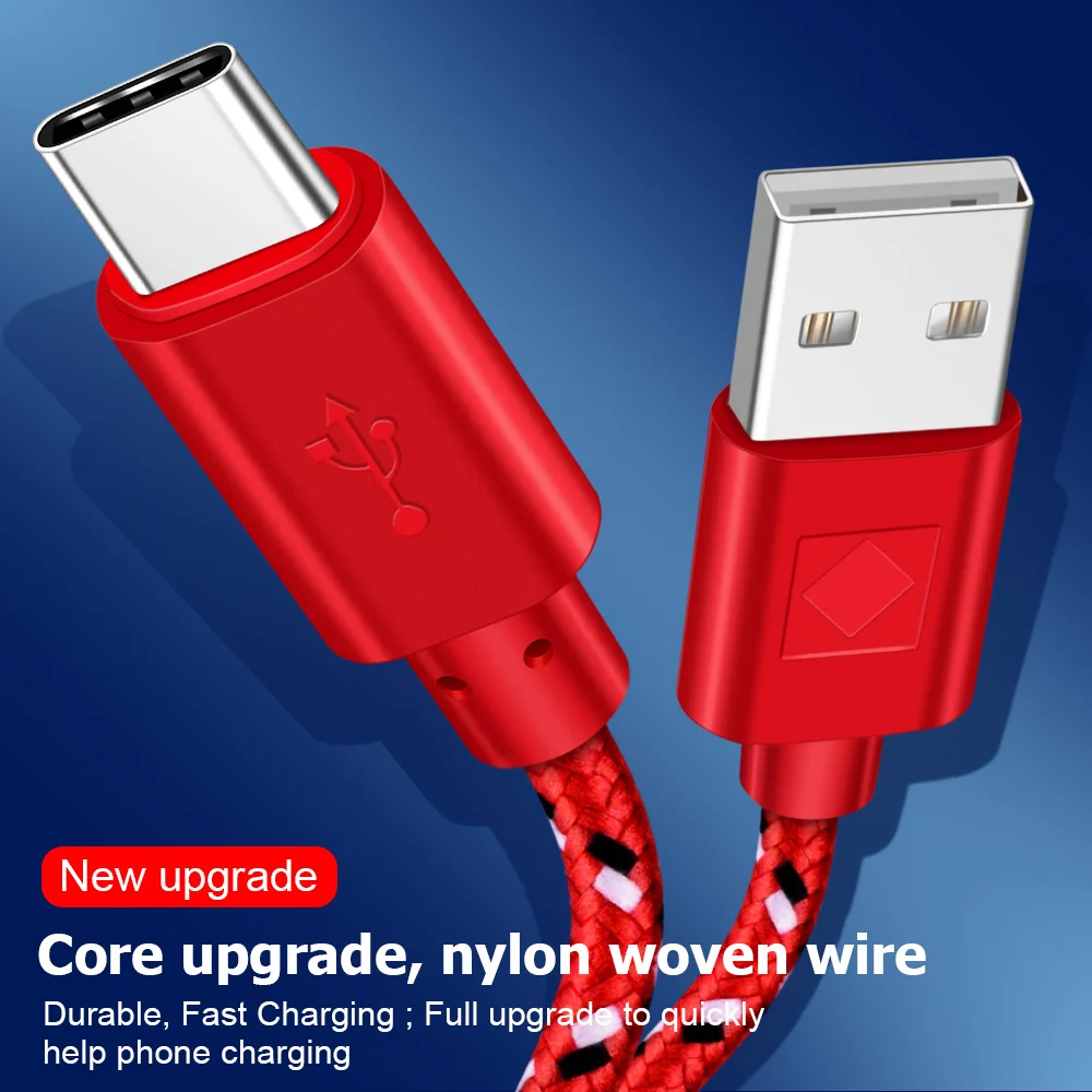 OLAF USB Type C Cable 1M/2M/3M Nylon Braided Fast Charging Type-C For Samsung S8 S9 Plus Xiaomi mi5 mi6 mi8 Data | Мобильные