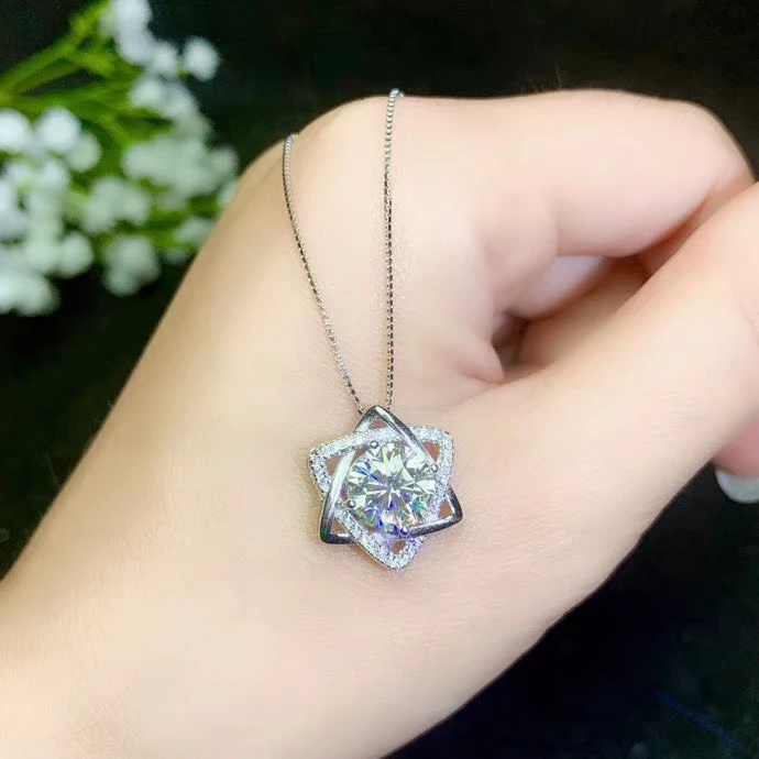 2 карат мигание moissanite драгоценный камень ожерелье лучше чем алмаз день рождения