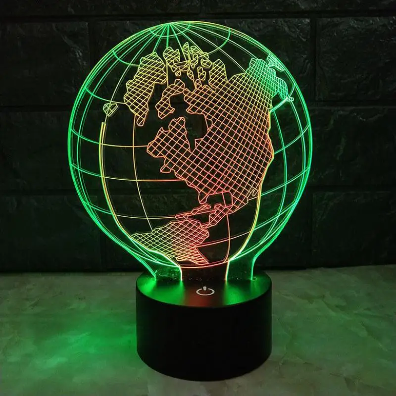 Классический 3d светодиодный ночник USB Earth креативный семицветный сенсорный ТВ