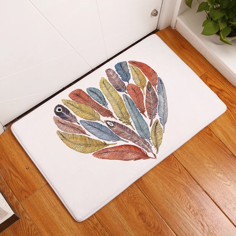 Фланелевые мягкие креативные ковры с принтом перьев Нескользящие кухонные