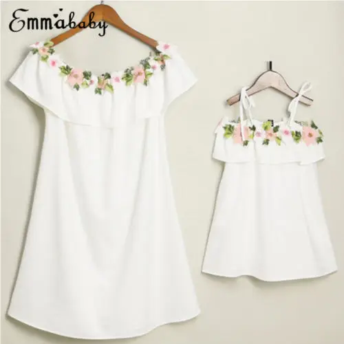 Family Clothes Lady's Mother Daughter Matching Dresses Off Shoulder Summer Baby Girl Dress Mini Cute Clothing | Детская одежда и