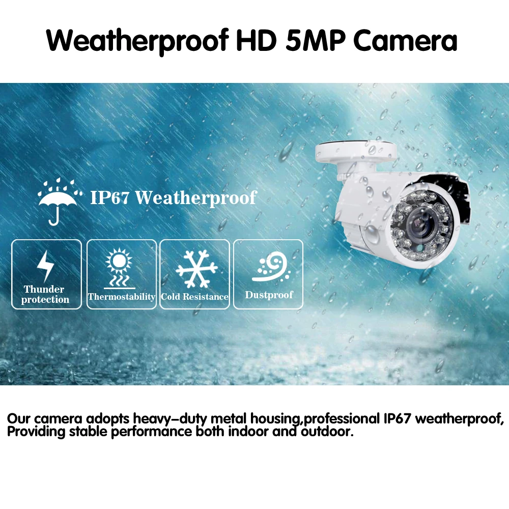 NINIVISION Новая супер HD 5MP AHD камера водонепроницаемая 24 шт. ИК светодиодов