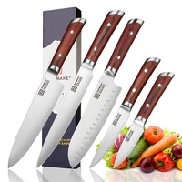 keemake 5pcs kitchen knives set chef knife german 1 4116 steel blade santoku utility paring slicing cut knife color wood handle