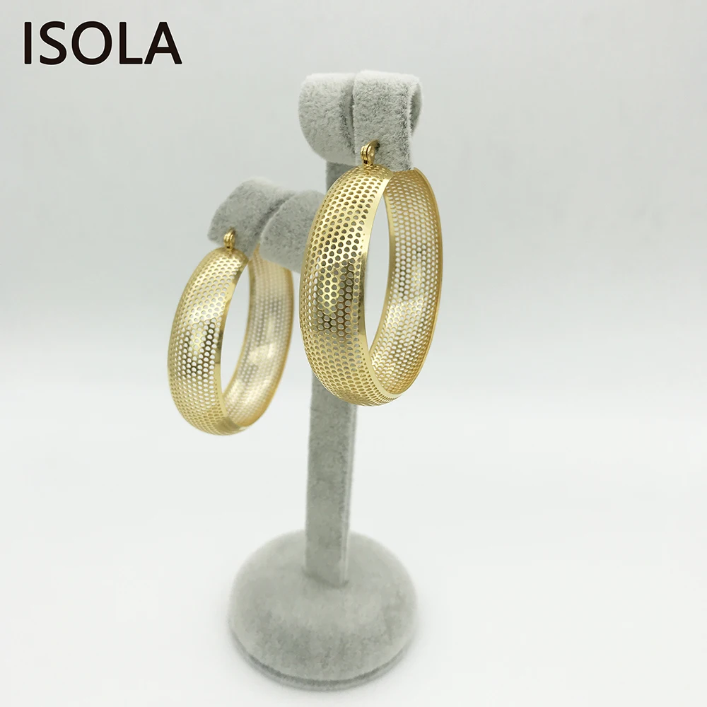 Женские классические серьги кольца ISOLA круглые из титановой стали в форме круга