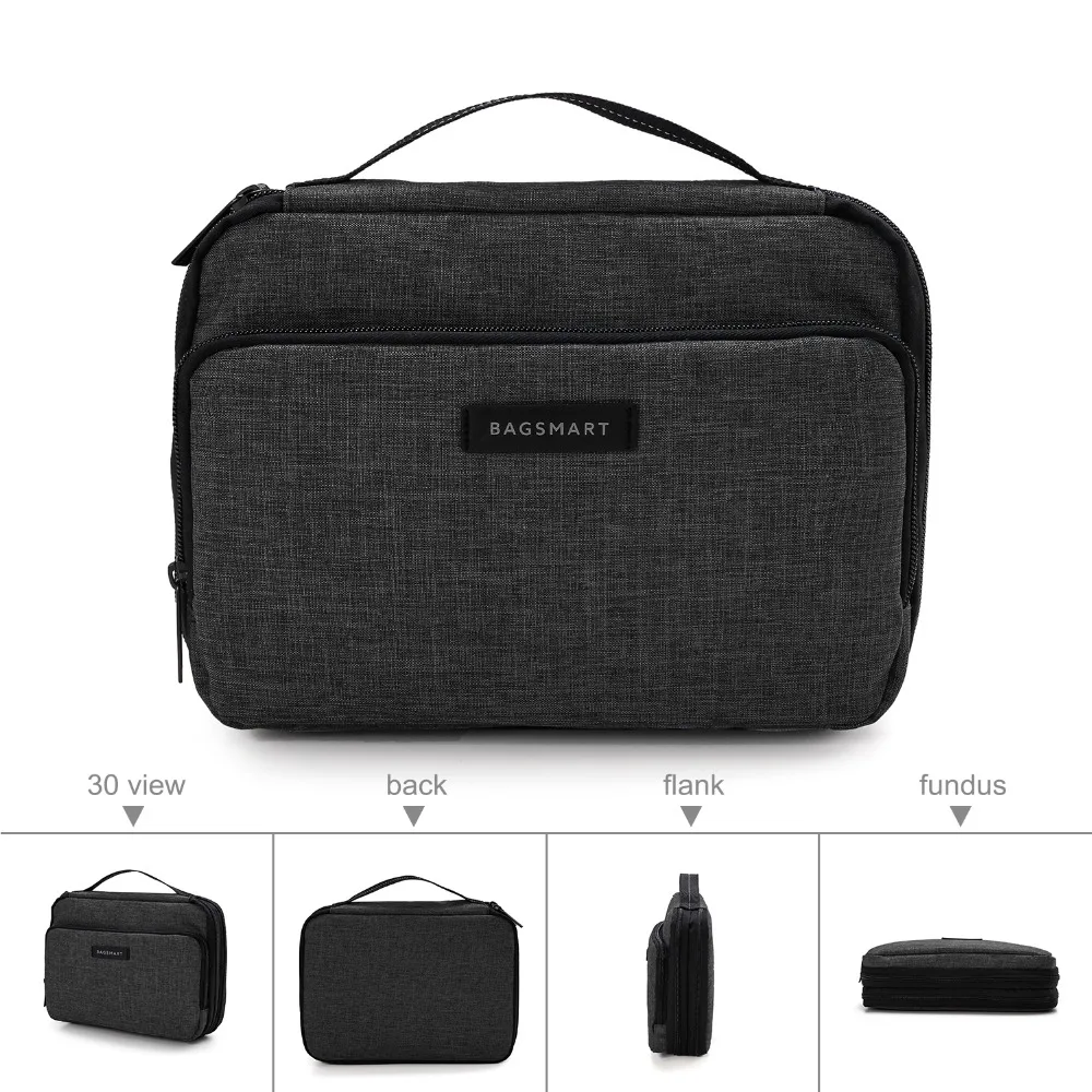 Bagsmart двухслойные органайзеры для путешествий для кабеля Kindle чехол для зарядки телефона большая емкость аксессуары для электроники сумка
