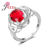 cubic zirconia rings for wedding accessory 925 sterling silver red crystal engagement ring jewelry women promise rings