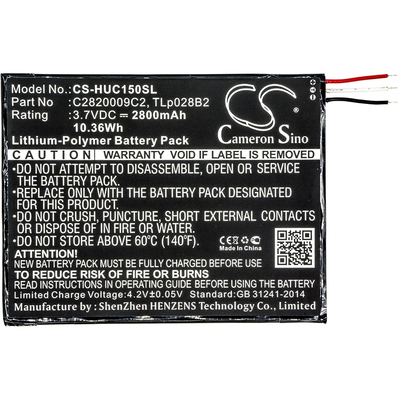 

Cameron Sino 2800mAh Battery For Alcatel C2820009C2,TLp028B2,TLp028BC