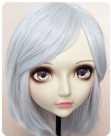 

(GL084) Sweet Girl Resin Half Head BJD Kigurumi Mask With Eyes Cosplay Anime Role Lolita Mask Crossdress Doll