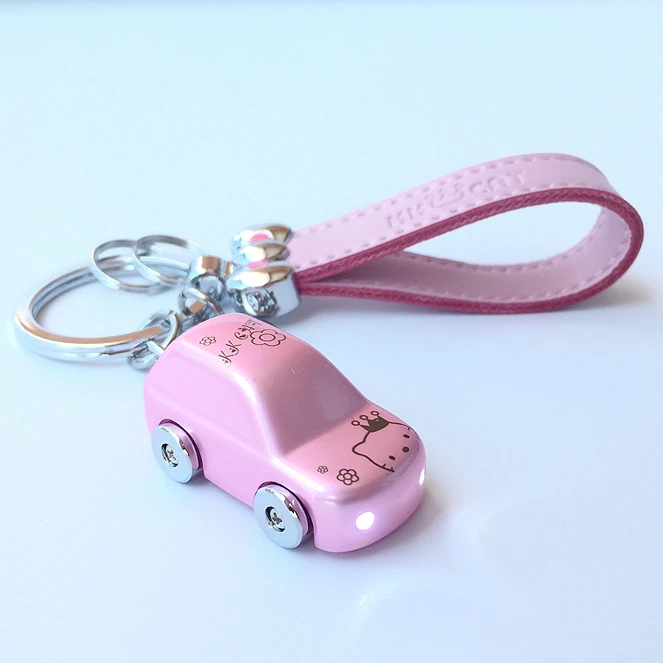 Кожаный брелок Рисунок Hello Kitty кошка ложка рисунок светодиодные лампы вспышки
