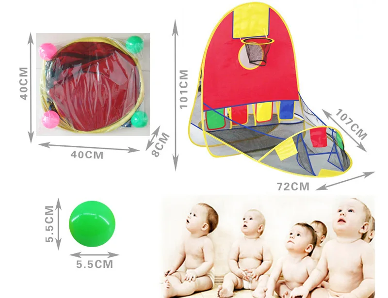 Kids Ball Pit Play Tent With Basketball Hoop And Zippered Storage Bag For Toddlers Ocean Pool Outdoor Sport Toys | Игрушки и хобби