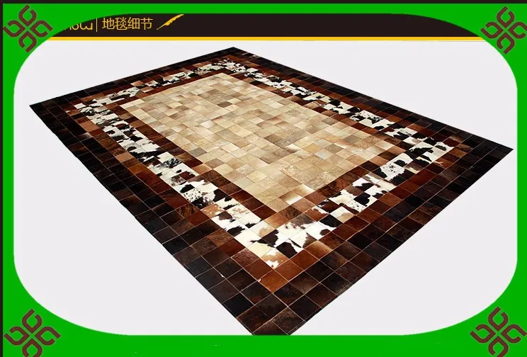 

Fashionable art carpet 100% natural genuine cowhide leather polyester carpet