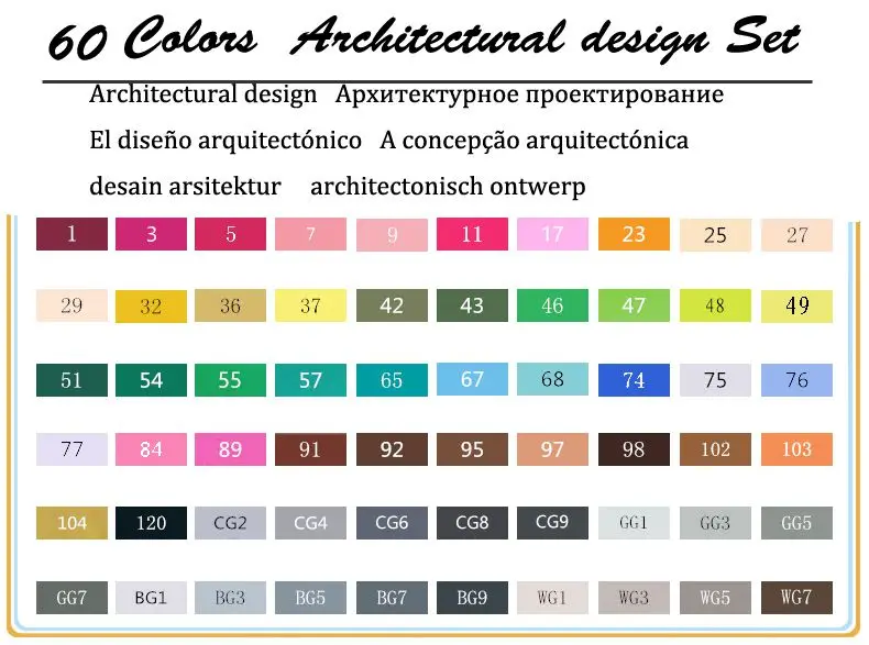 60 Architecture Set TOUCHNEW выбрать какой-либо 10/20 Вт, 30 Вт, Цвета алкоголь кисть маркеры эскиз фломастеры для рисования манга рисунок маркеры дизайн художественный маркер-кисточка - Цвет: 60 Architecture Set
