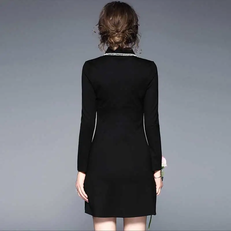 Женское вечернее мини платье bonnie thea черное элегантное для офиса на зиму|dresses